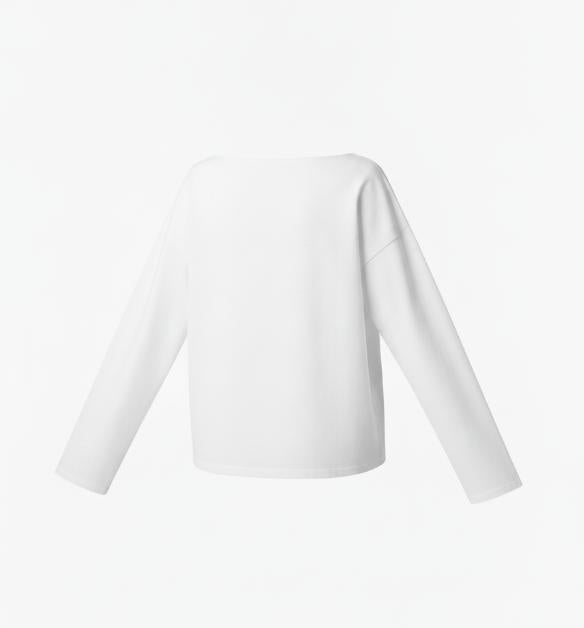 White Boat Neck Minimalist Top