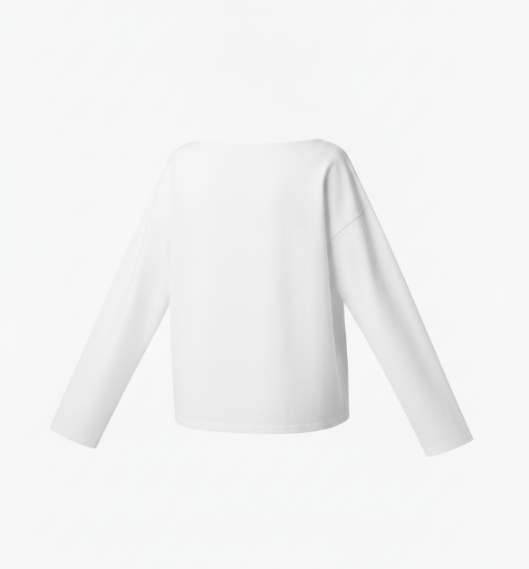 White Boat Neck Minimalist Top