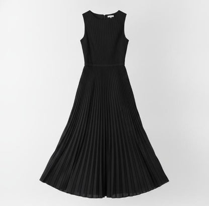 Black Pleat Midi Dress