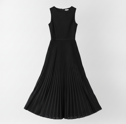 Black Pleat Midi Dress