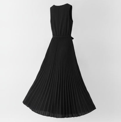 Black Pleat Midi Dress