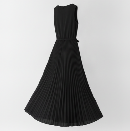 Black Pleat Midi Dress