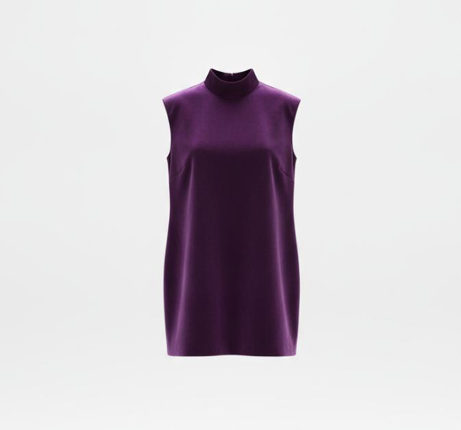 Purple Mock Neck Mini Dress