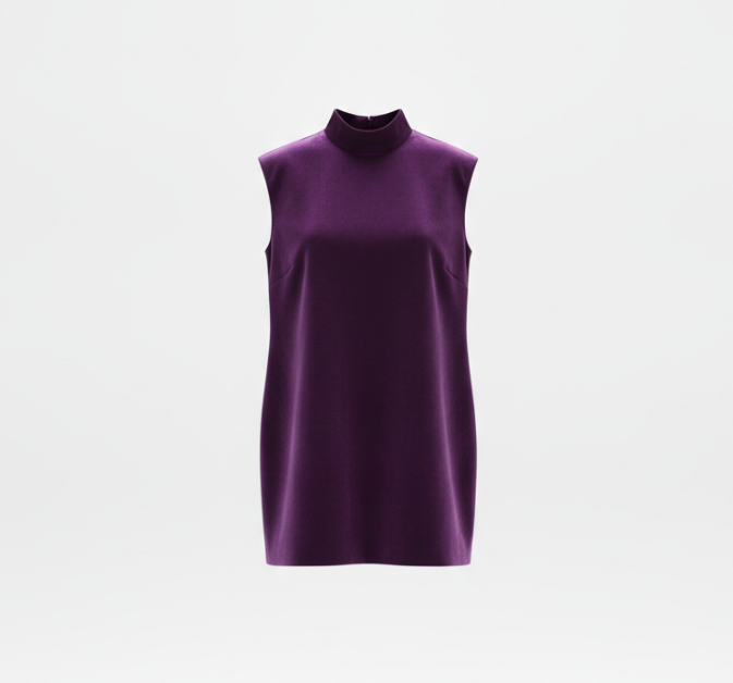 Purple Mock Neck Mini Dress