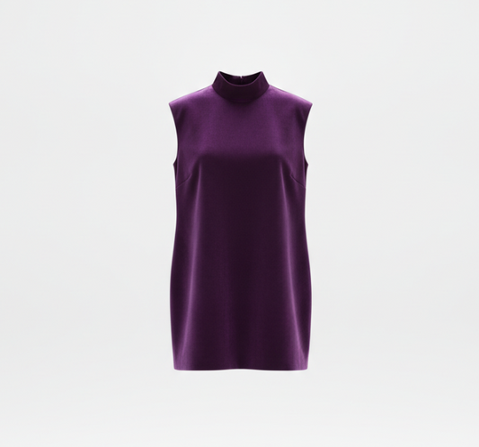 Purple Mock Neck Mini Dress