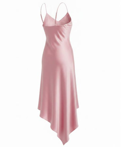 Pink Asymmetrical Slip Dress