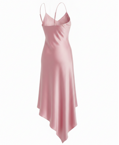 Pink Asymmetrical Slip Dress