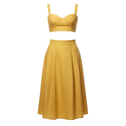 Yellow Crop Skirt Matching Set