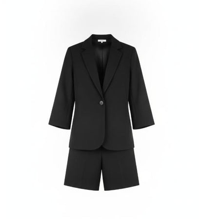 Black Minimalist Blazer Shorts Set