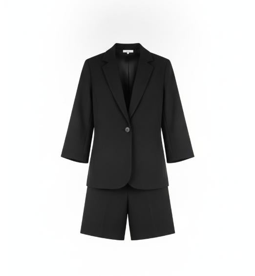 Black Minimalist Blazer Shorts Set