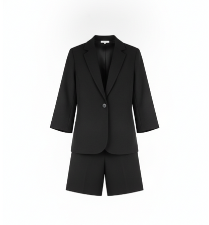 Black Minimalist Blazer Shorts Set