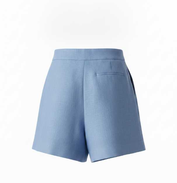 Blue Box Pleat Linen Short