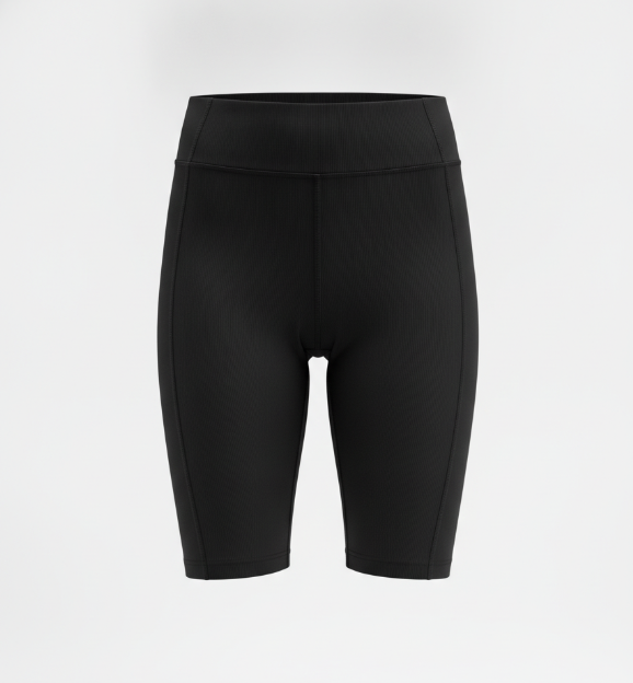 Black Biker Linear Stretch Short