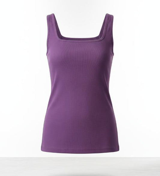 Purple Square Neck Tank Top