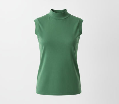 Green Mock Neck Sleeveless Top