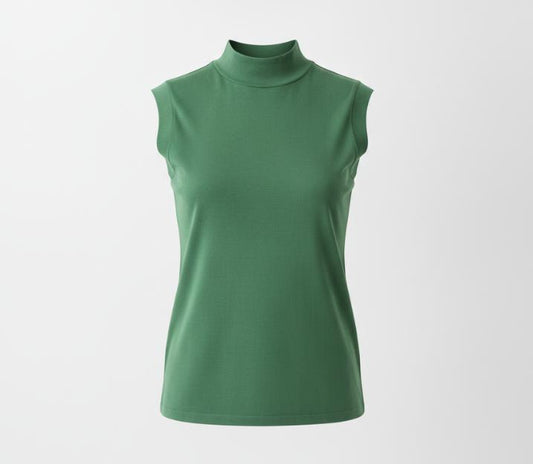 Green Mock Neck Sleeveless Top