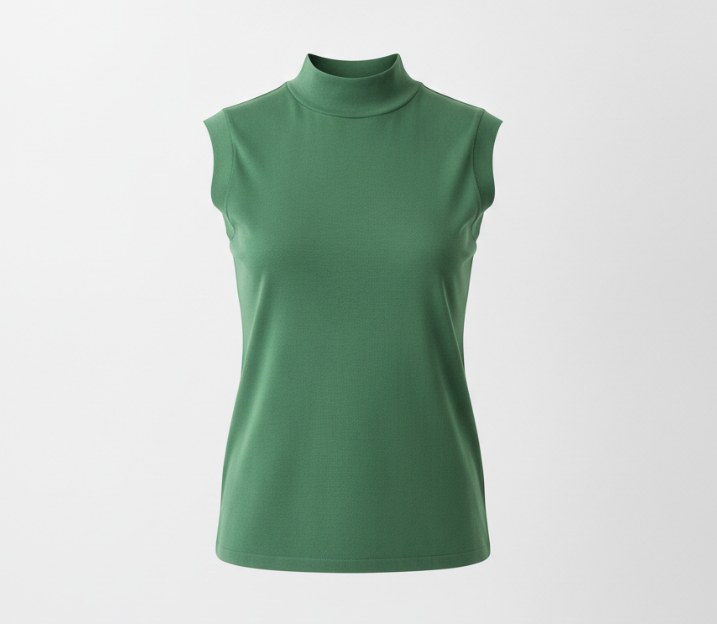 Green Mock Neck Sleeveless Top
