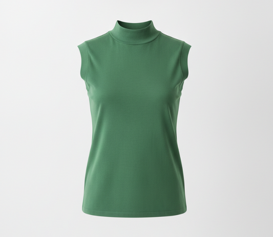 Green Mock Neck Sleeveless Top