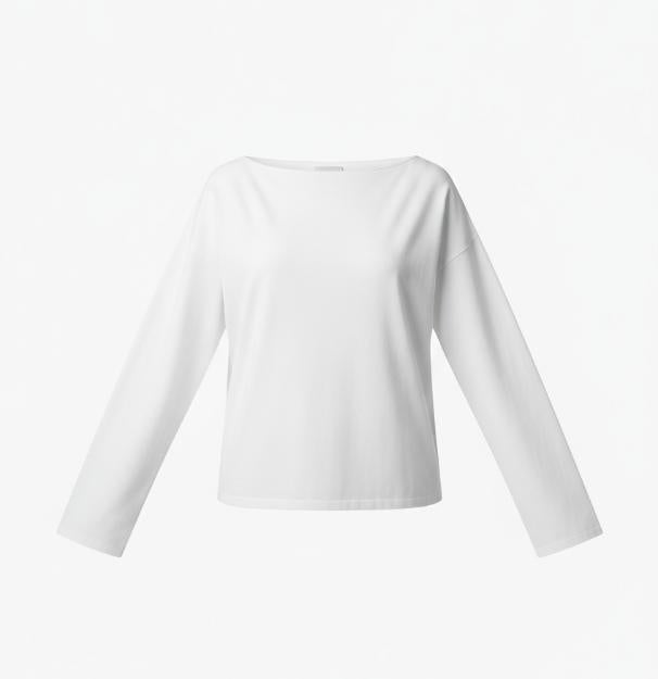 White Boat Neck Minimalist Top