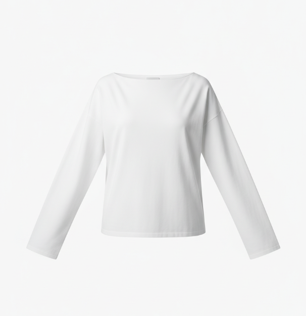 White Boat Neck Minimalist Top