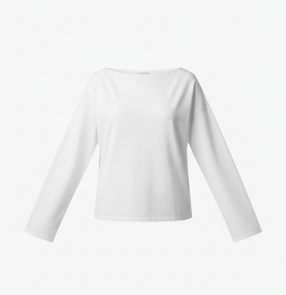 White Boat Neck Minimalist Top