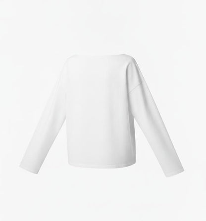 White Boat Neck Minimalist Top