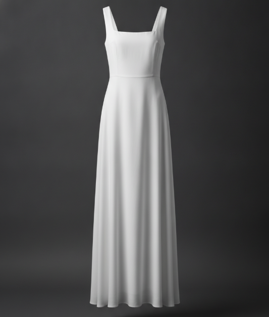 White Square Neck Maxi Dress