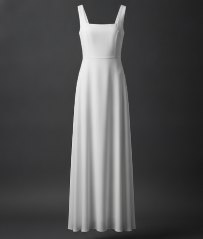 White Square Neck Maxi Dress