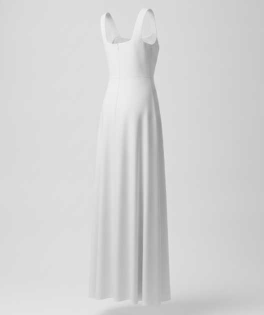 White Square Neck Maxi Dress