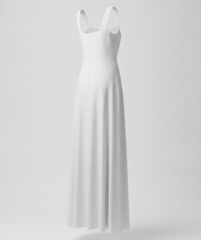 White Square Neck Maxi Dress