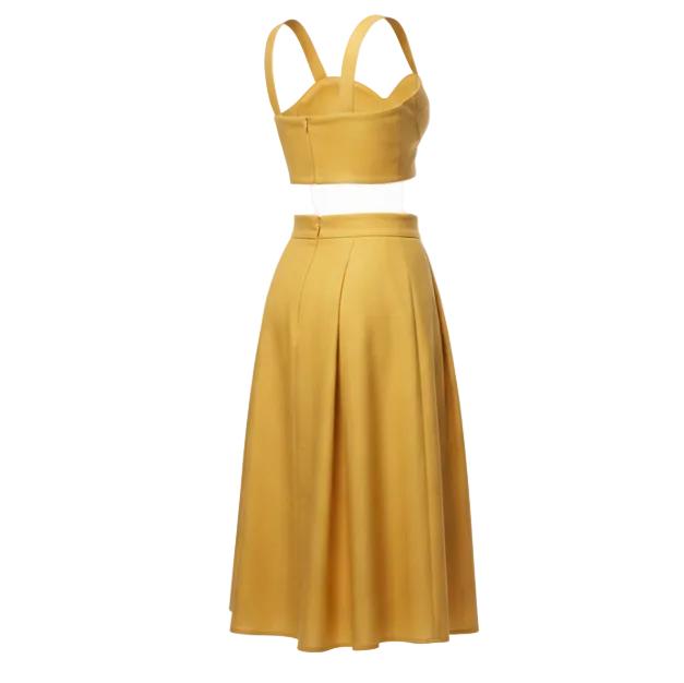 Yellow Crop Skirt Matching Set