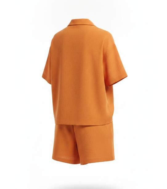 Orange Shorts Button Lounge Set